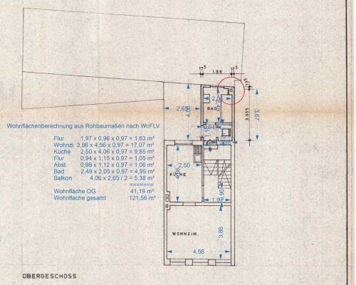 Zeichnung 1974 Obergeschoss m Berechnung (Groß)