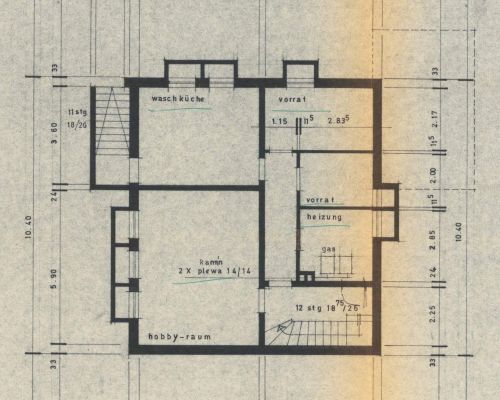 Original Zeichnung 1971 Kellergeschoss