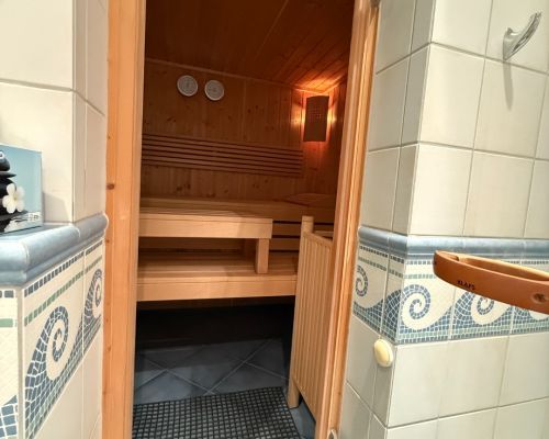 Badezimmer Ansicht 2 mit Sauna