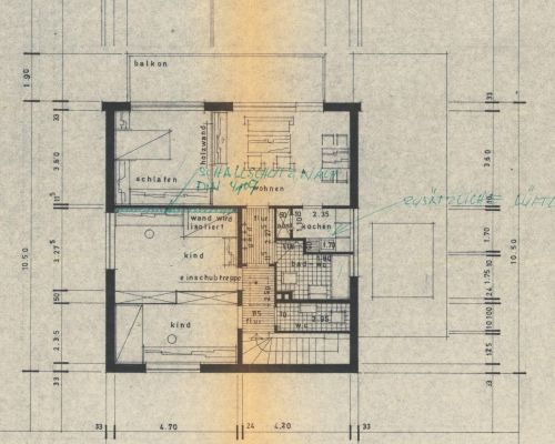Original Zeichnung 1971 Dachgeschoss